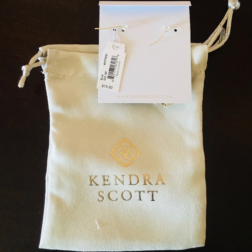 Kendra Scott Ella Drop Earrings London Blue Gold - Picture 2 of 3